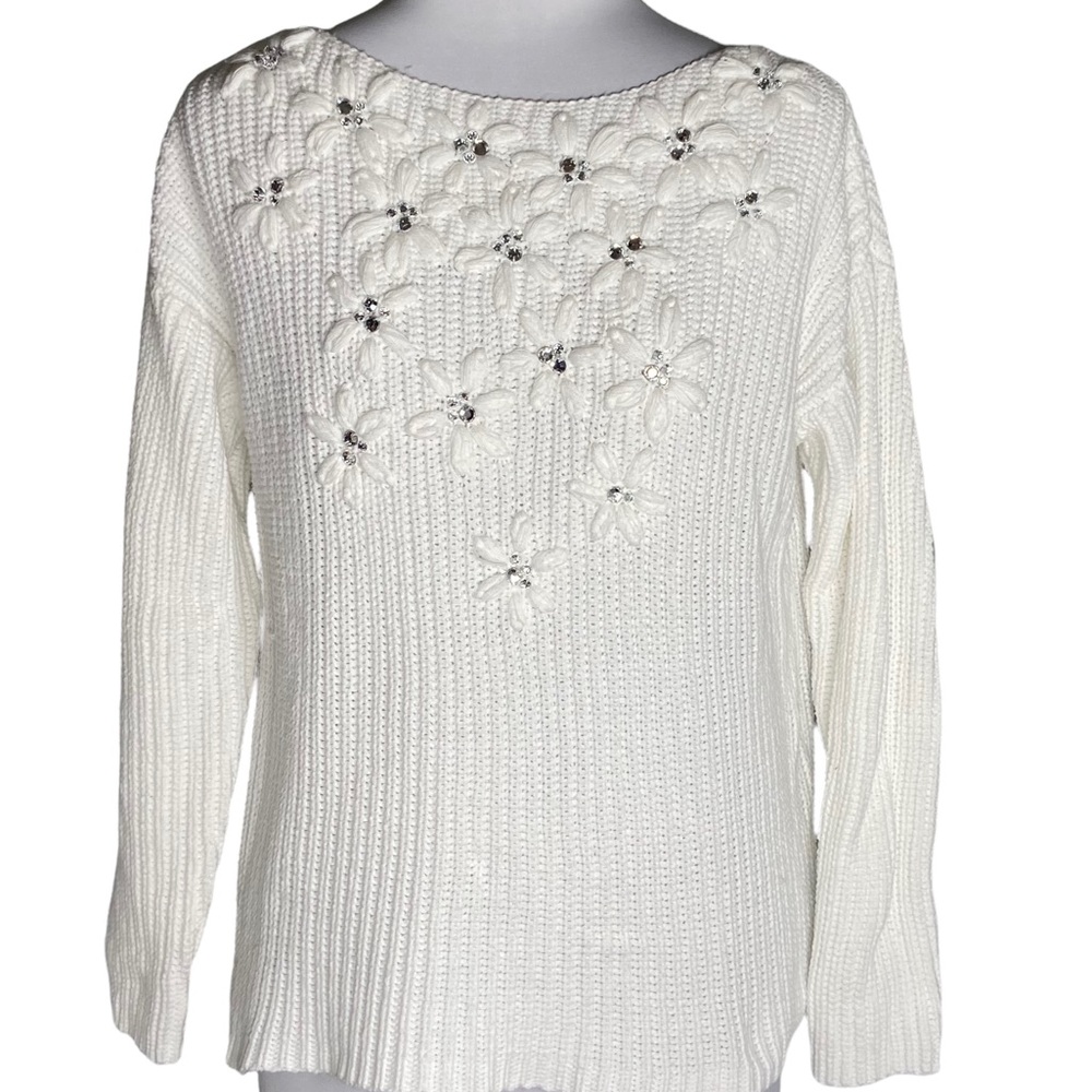 Ruby Rd Floral Embellished Sweater Size Petite L